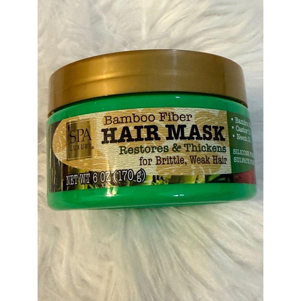 Spa Luxury Bamboo Fiber Hair Mask Restores & Thickens Brittle Weak Hair 6oz Tub